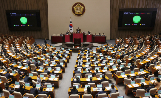28일 국회 본회의에서 간호법이 통과되고 있다. 연합뉴스